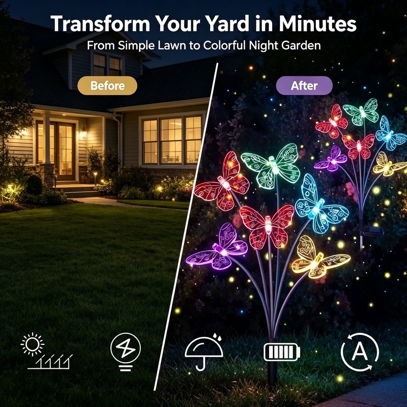 Solar Powered Butterfly Lights - đánh giá và giá Outdoor Power Lights